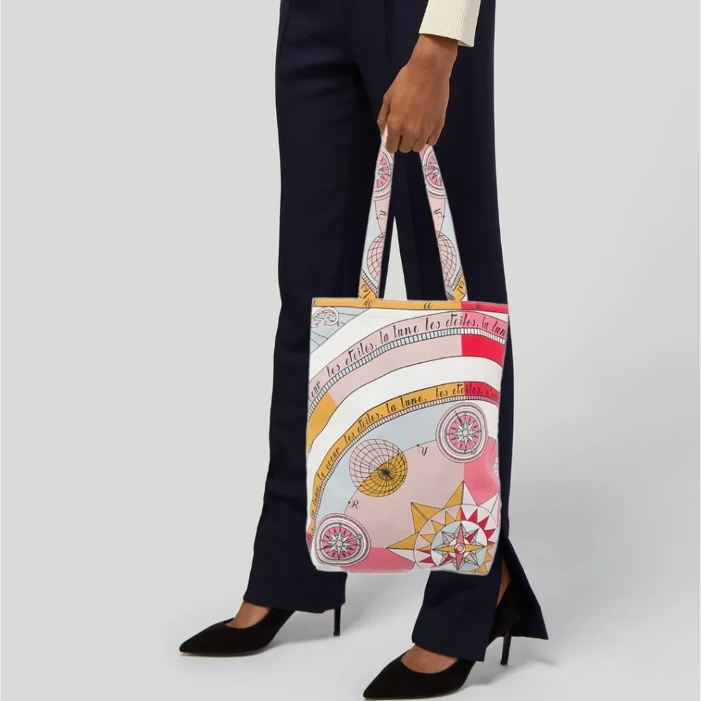Tory Burch New York Colorful Canvas Graphic Tote Bag - Picture 2 of 6
